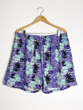 Hurley Tropical Hibiscus Swim Trunks XXL Purple Floral Beach Shorts